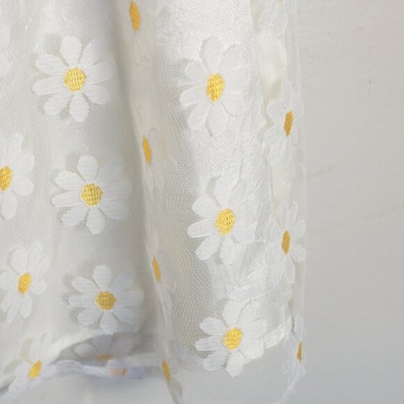 90s White Daisy Floral Mini Dress XS - Picture 4 of 7